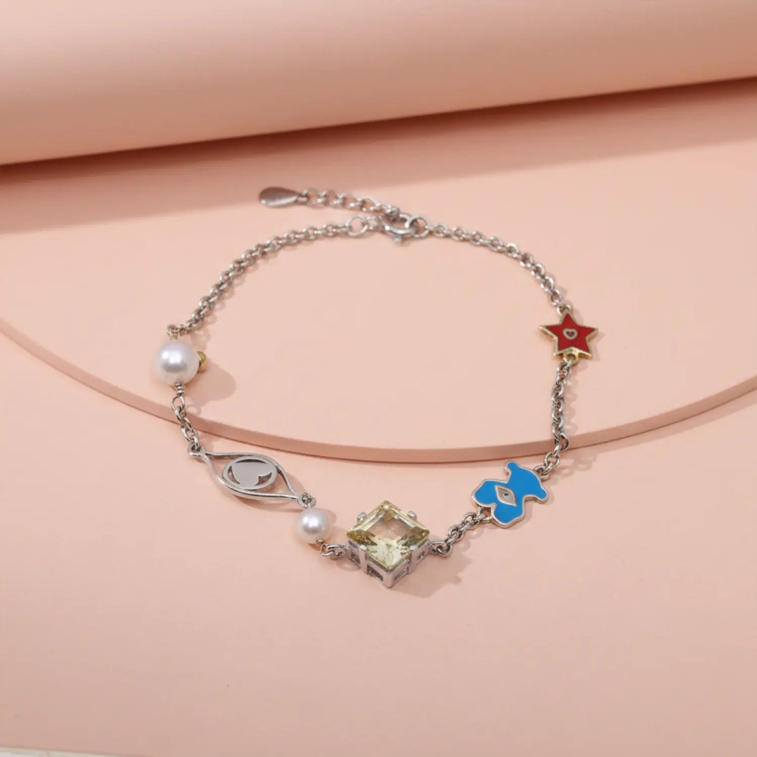 Gold-Plated Charm Sterling Silver Bracelet- Made With Pure 925 Silver