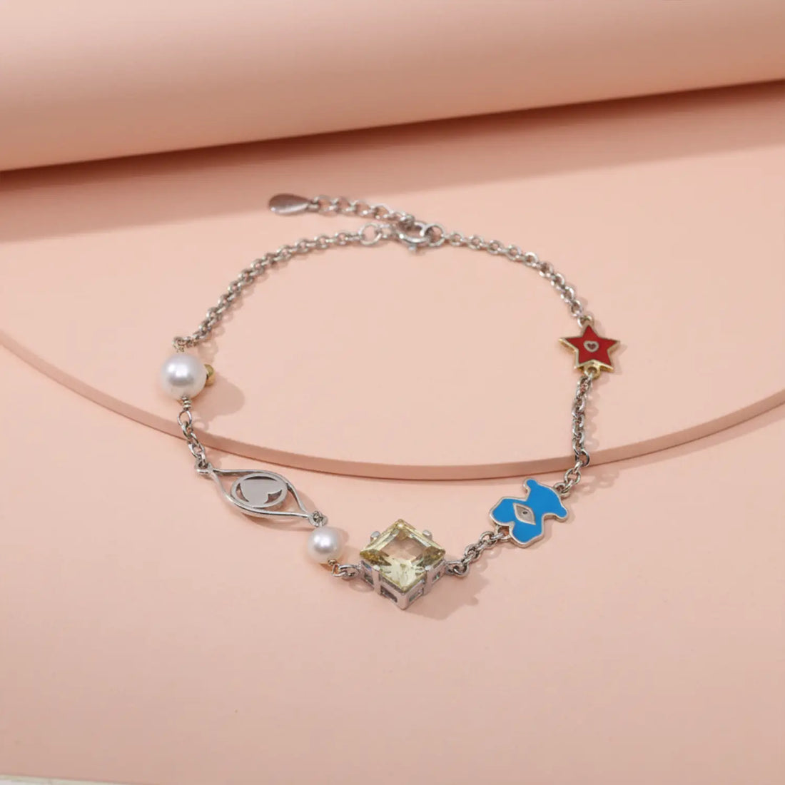 Gold-Plated Charm Sterling Silver Bracelet- Made With Pure 925 Silver