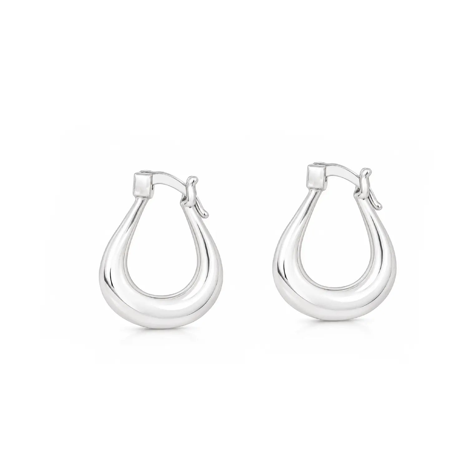 Elegant Sculpted Oval 925 Silver Hoop Earrings - Made With Pure 925 Silver