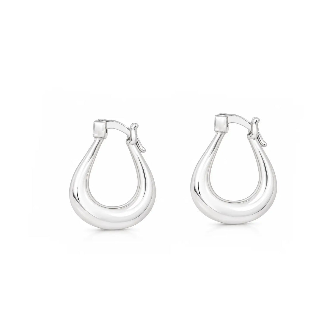 Elegant Sculpted Oval 925 Silver Hoop Earrings - Made With Pure 925 Silver