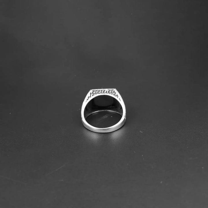 Pure Silver Black Onyx Moon & Star Ring - Made With Pure 925 Silver