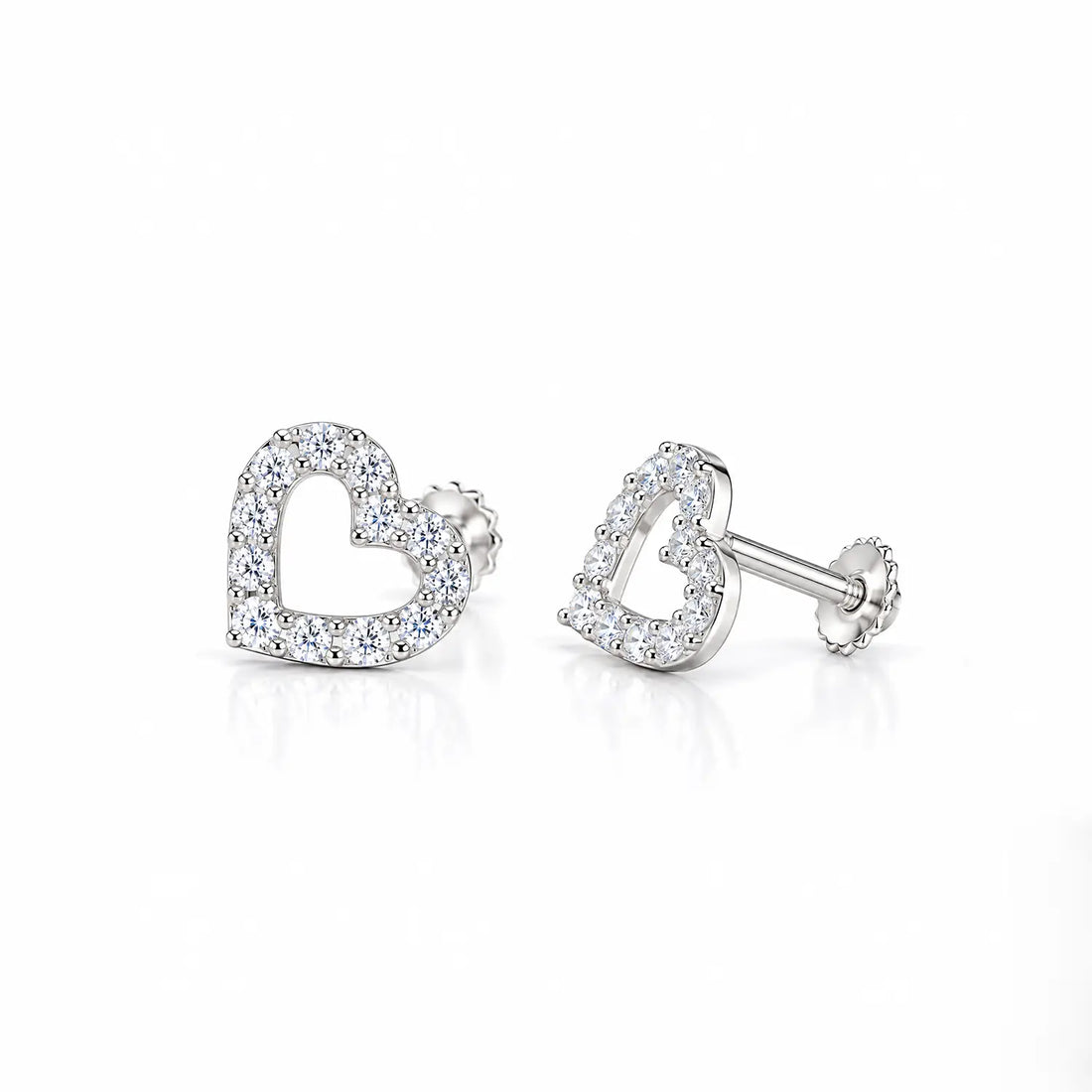 Elegant Heart Sparkle Silver Stud Earrings - Made With Pure 925 Silver