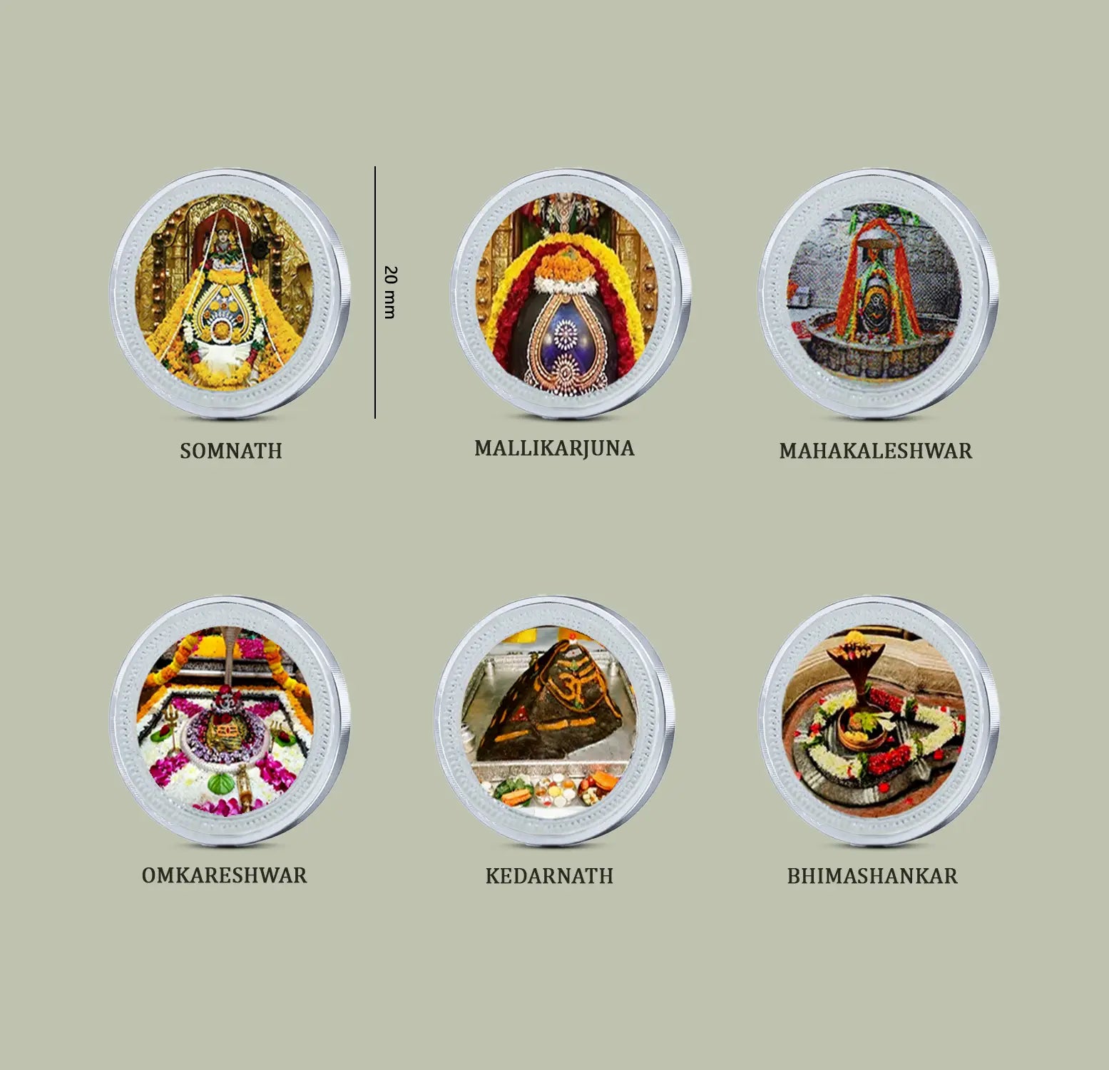 12 Jyotirlinga Pure Silver Coin Collection  - Made With Pure 999 Silver