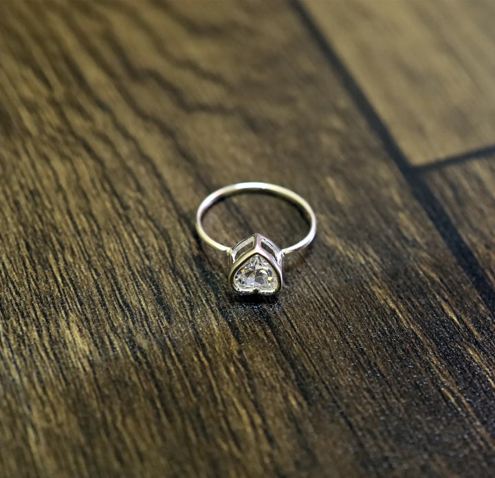 Pure Silver Heart Solitaire Ring - Made With Pure 925 Silver