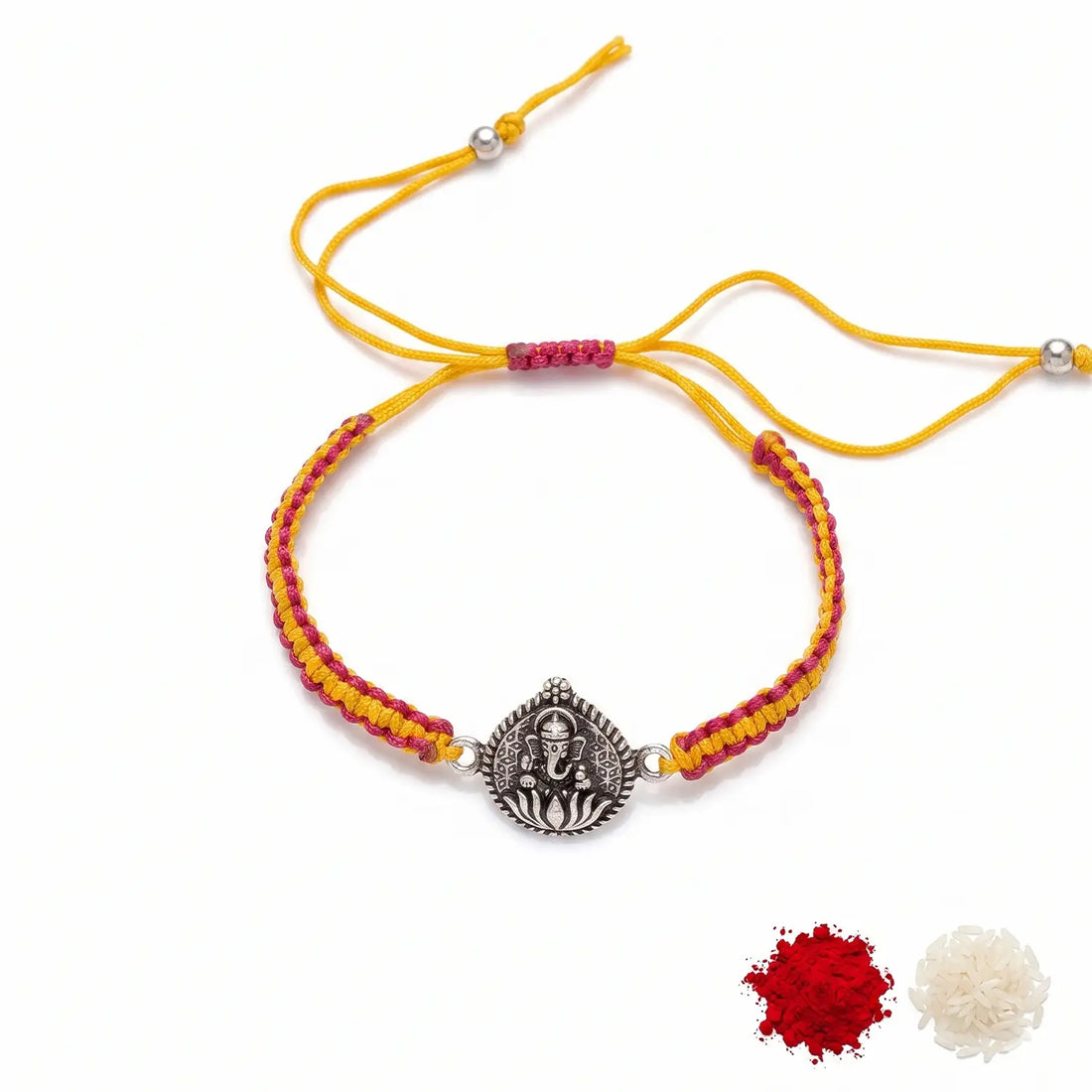 Shree Ganesh Silver Rakhi Bracelet - Made With Pure 925 Silver