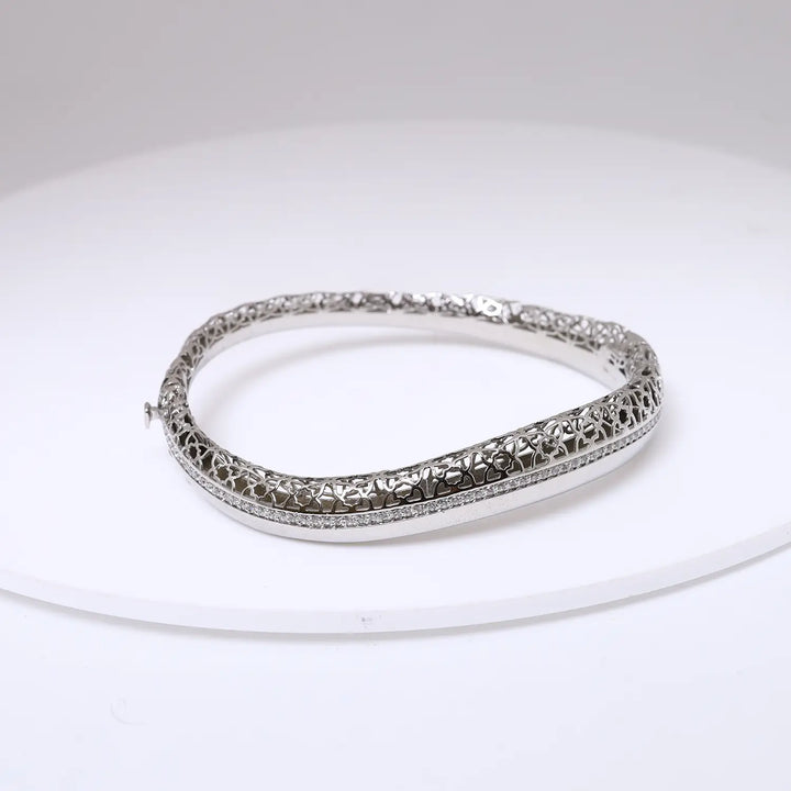 Elegant Pure Silver CZ Cutwork Designer Bracelet - Made With Pure 925 Silver