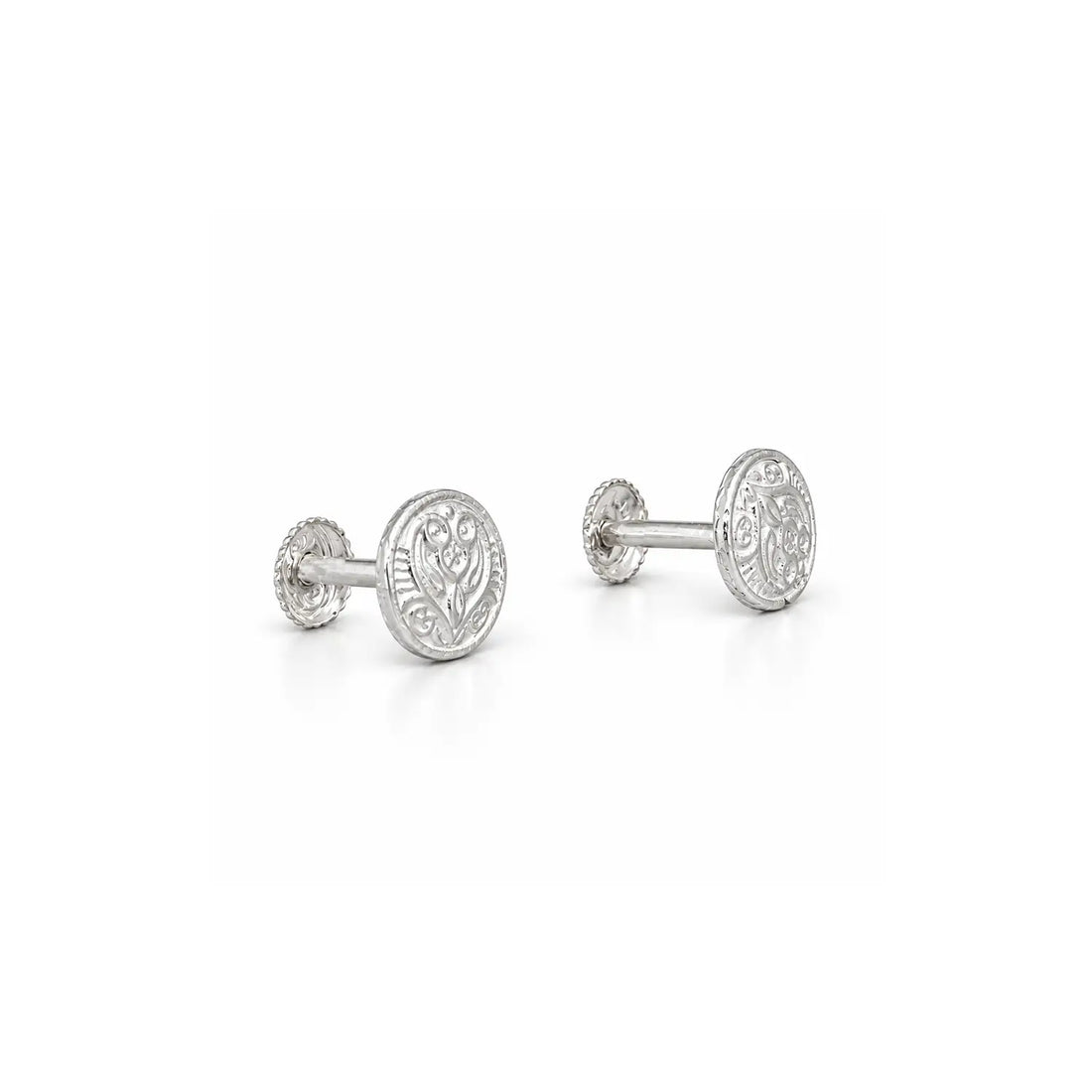 Intricate Oval Filigree Silver Stud Earrings - Made With Pure 925 Silver