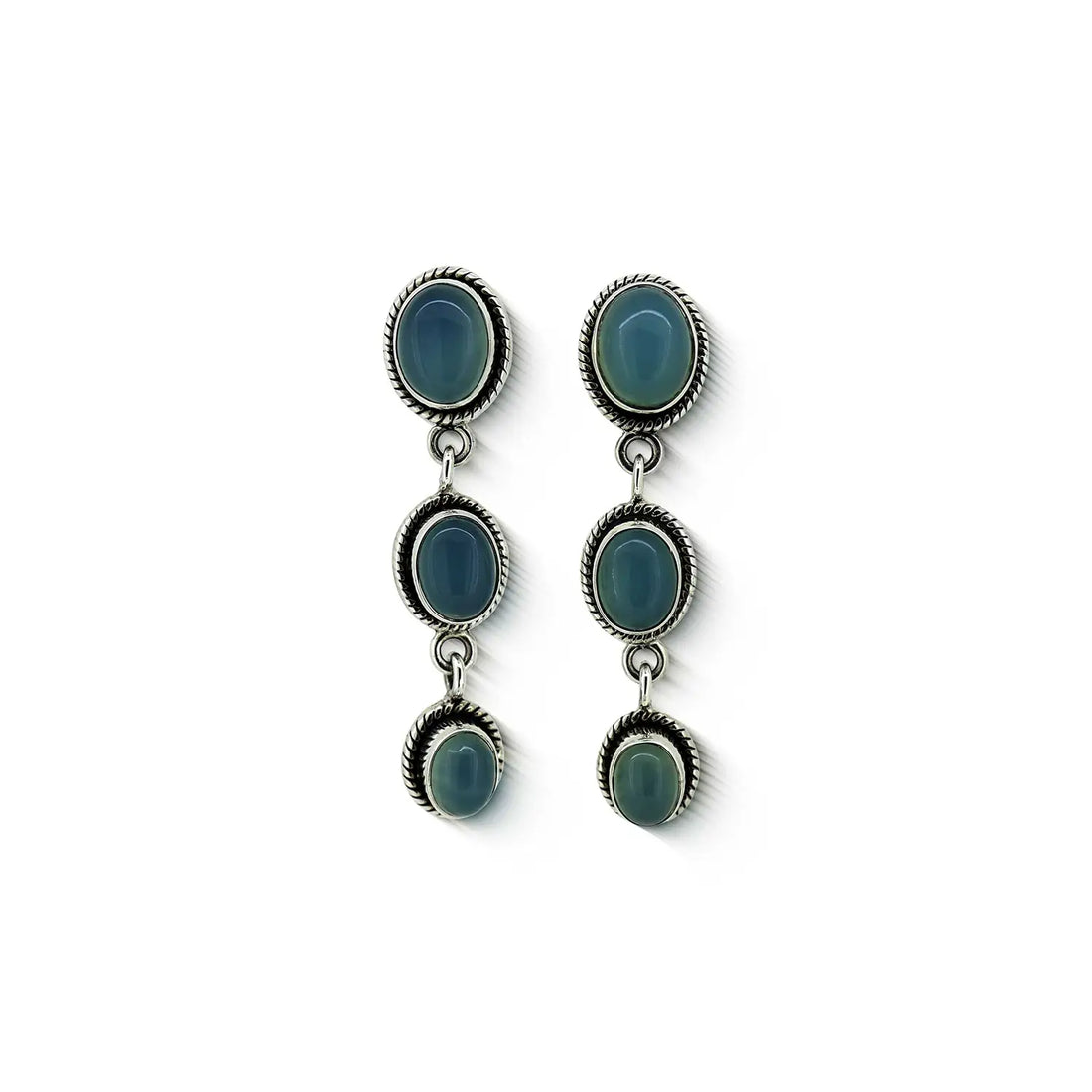 Pure Silver Drop Earrings with Blue - Made With Pure 925 Silver