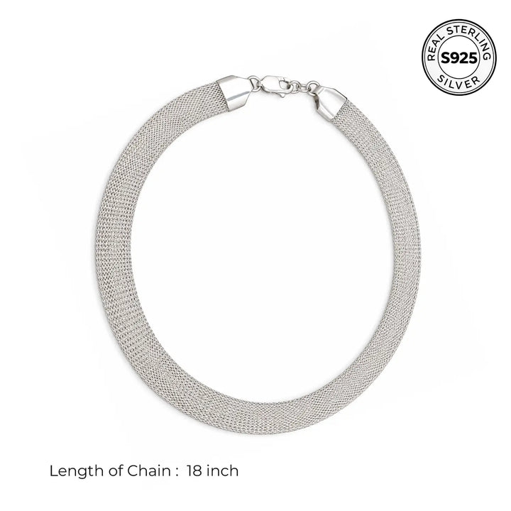 Royal Mesh Weave Silver Chain for Women - Made With Pure 925 Silver