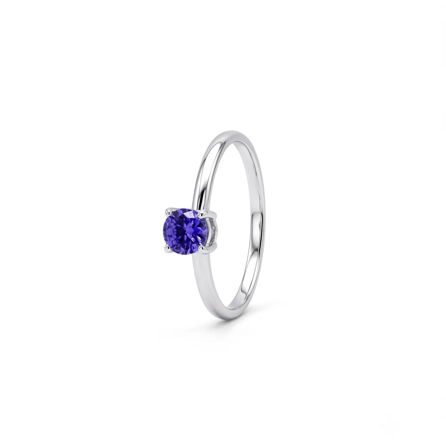 Pure Silver Solitaire Ring with Violet-Blue Stone - Made With Pure 925 Silver