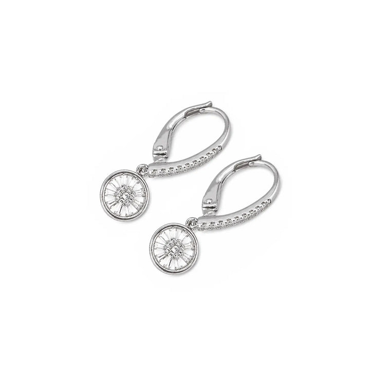 Elegant Sunburst CZ Drop Earrings - Made With Pure 925 Silver
