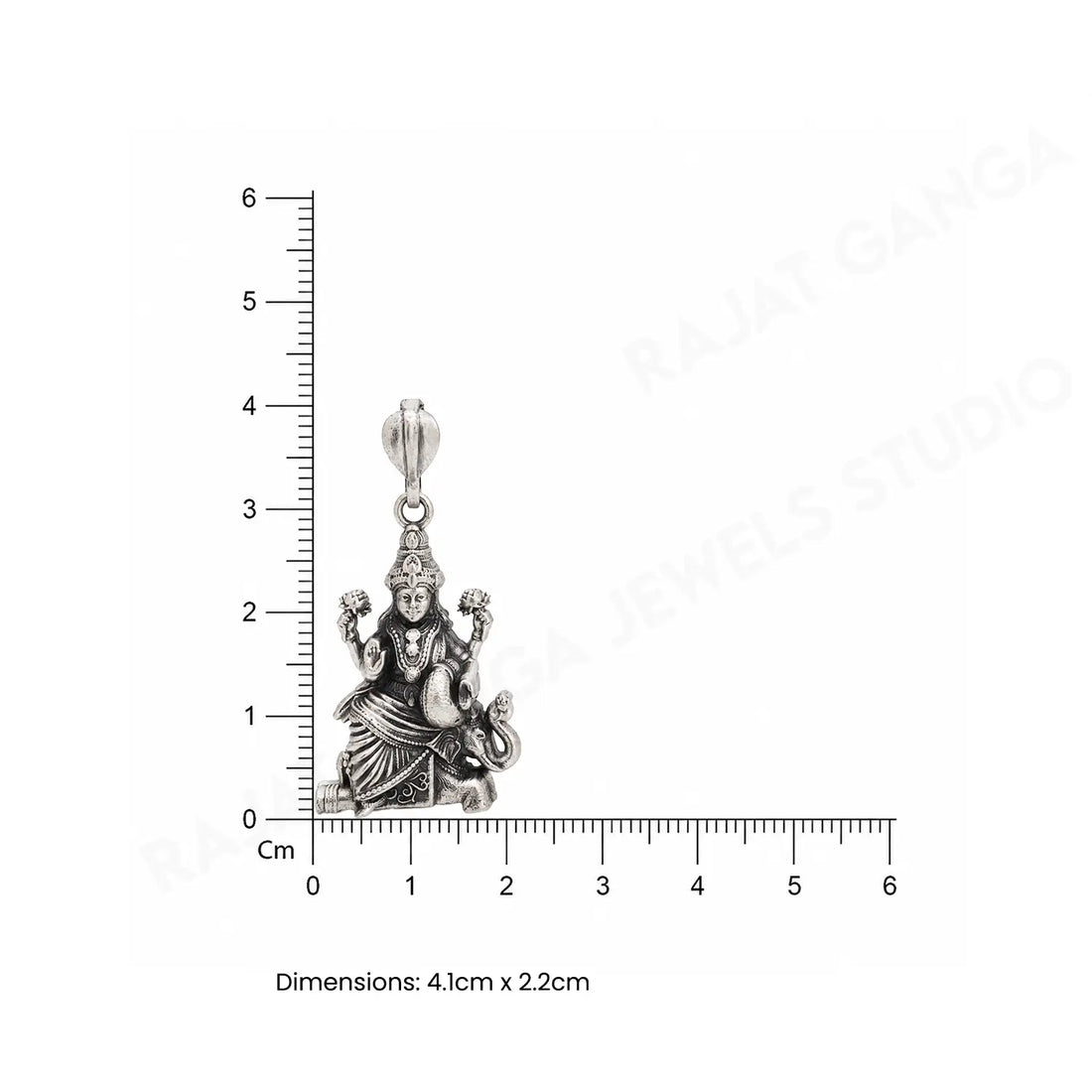 Divine Goddess Lakshmi Oxidised Silver Pendant - Made With Pure 925 Silver