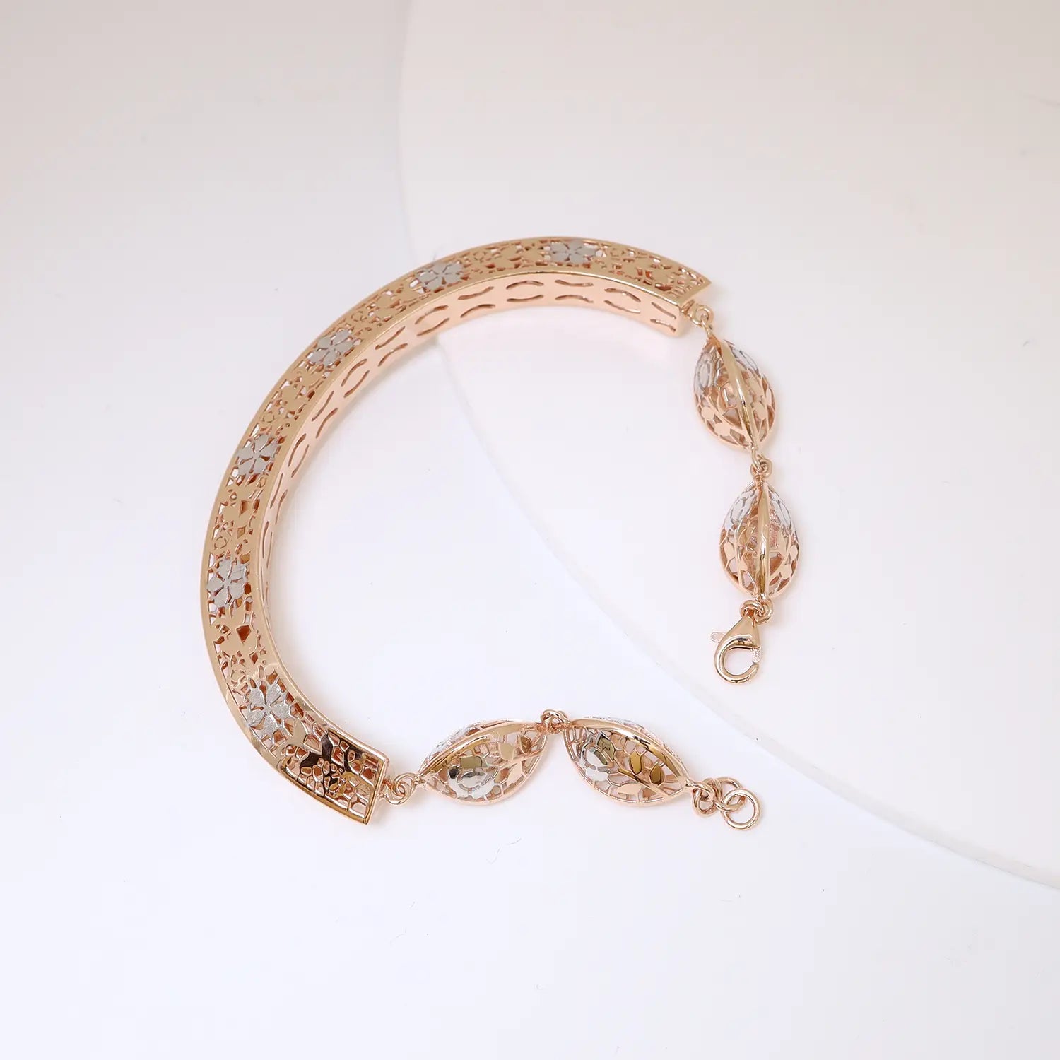 Royal Gold Finish Cutwork Pure Silver Bracelet- Made With Pure 925 Silver