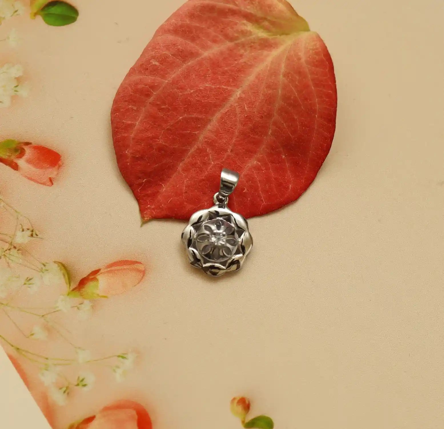 Elegant Floral Cutwork Pure Silver Pendant- Made With Pure 925 Silver