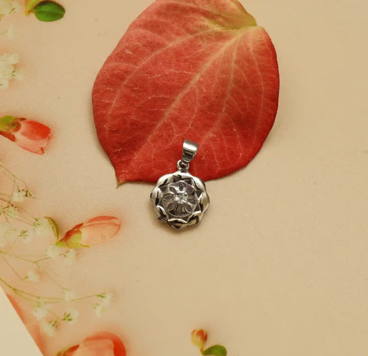 Elegant Floral Cutwork Pure Silver Pendant- Made With Pure 925 Silver
