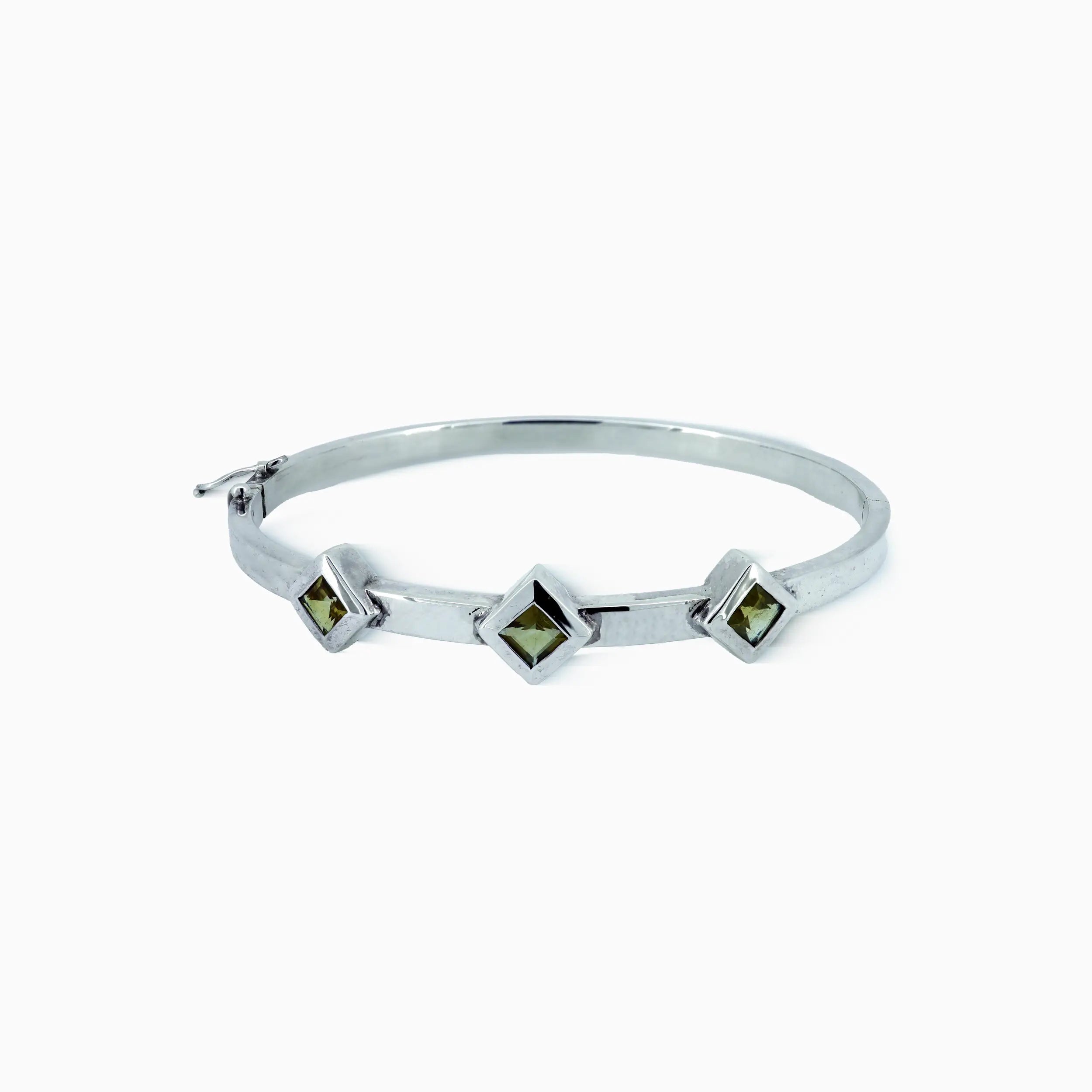 Contemporary Pure Silver Bracelet  Gemstones - Made With Pure 925 Silver
