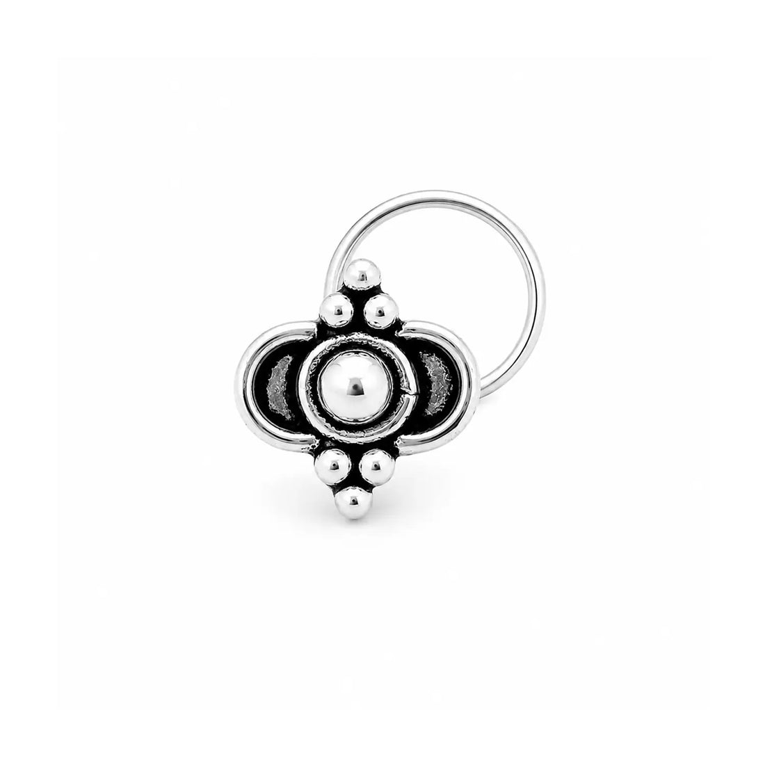Dual Dome Oxidised Silver Nose Pin- Made With Pure 925 Silver