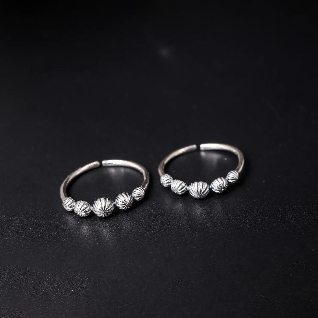 Delicate Beaded Floral  Toe Rings- Made With Pure 925 Silver