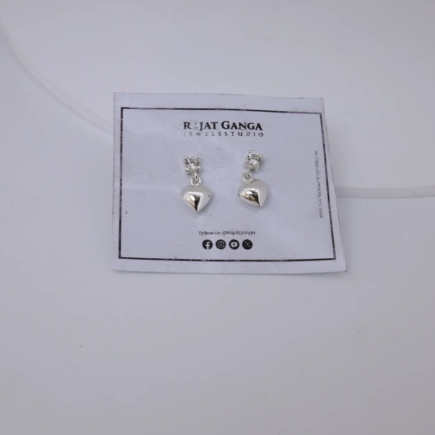 Crystal Heart Drop Pure Silver Earrings- Made With Pure 925 Silver
