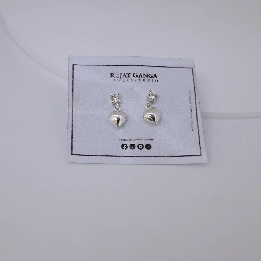 Crystal Heart Drop Pure Silver Earrings- Made With Pure 925 Silver