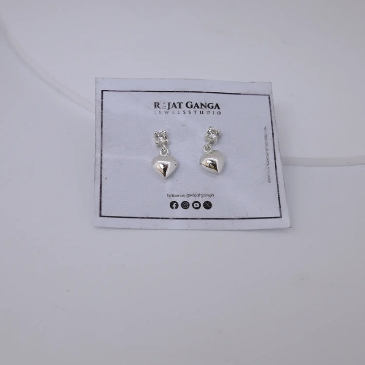 Crystal Heart Drop Pure Silver Earrings- Made With Pure 925 Silver