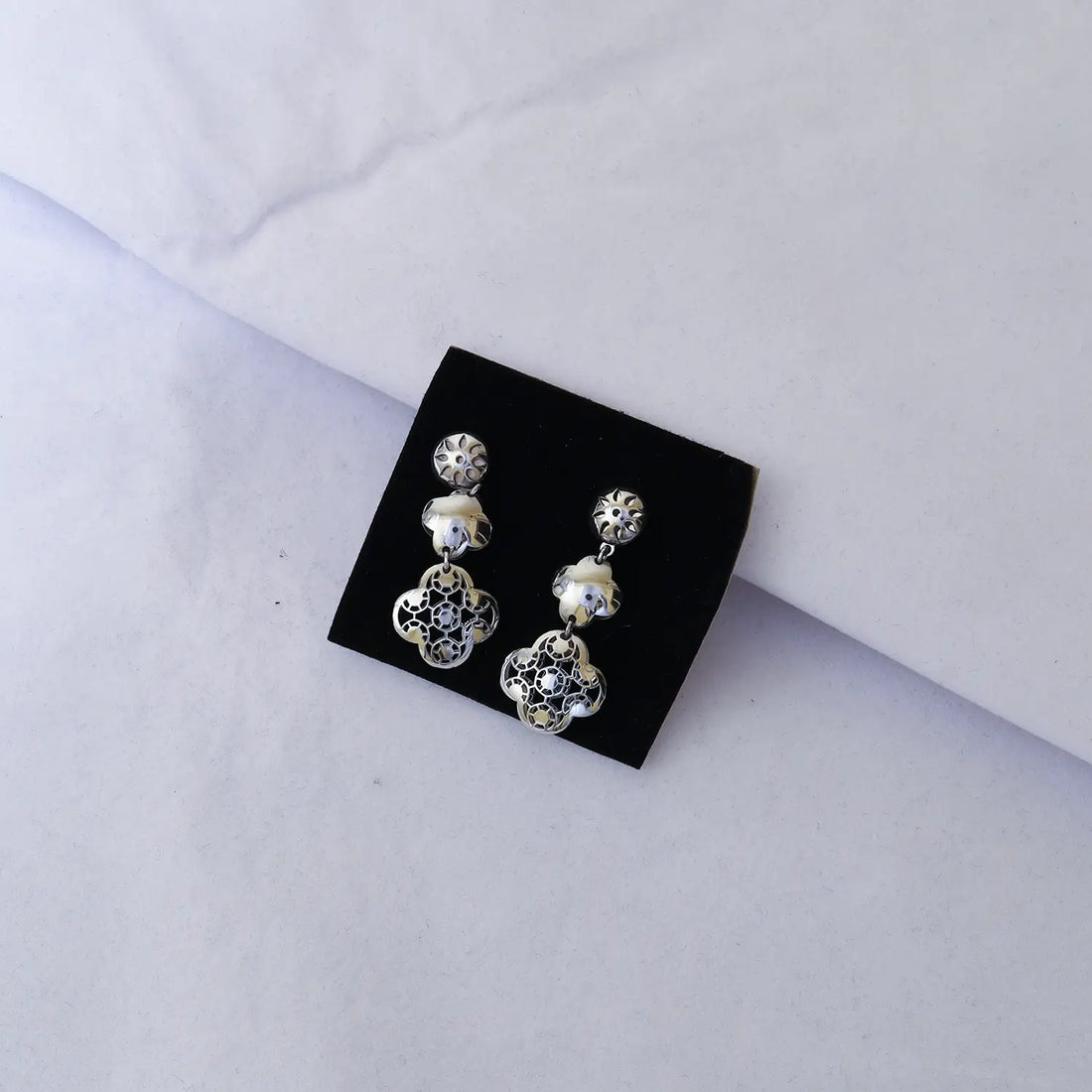 Elegant Floral Station Pure Silver Necklace Set- Made With Pure 925 Silver