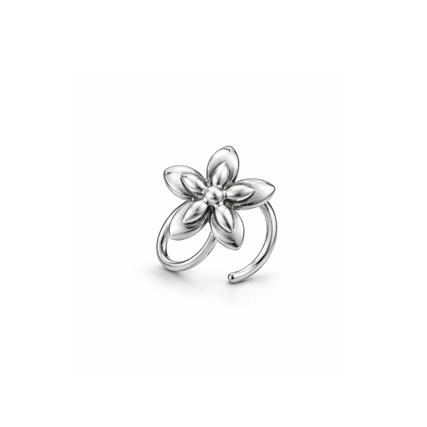 Floral Bloom Oxidised Silver Nose Pin- Made With Pure 925 Silver