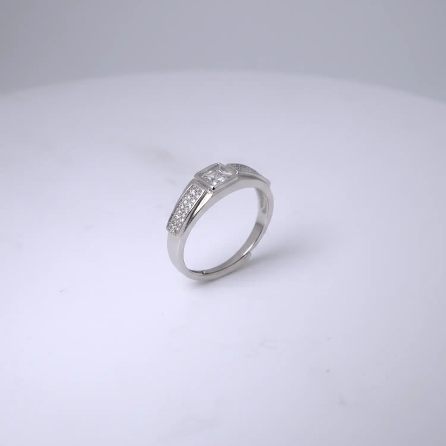 Pure Silver Square-Cut Stone Ring - Made With Pure 925 Silver