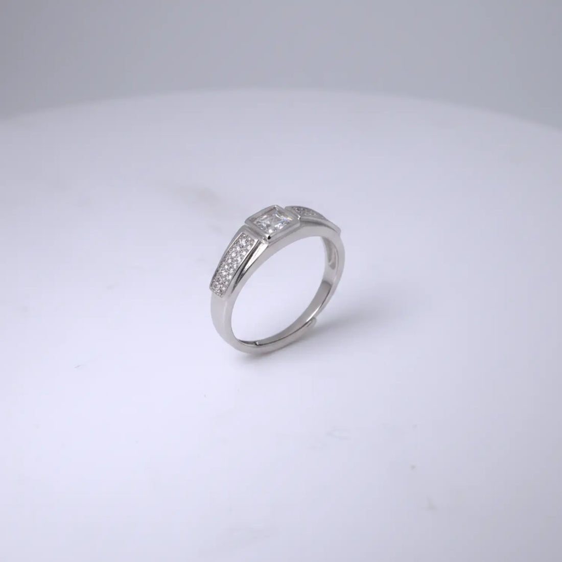 Pure Silver Square-Cut Stone Ring - Made With Pure 925 Silver