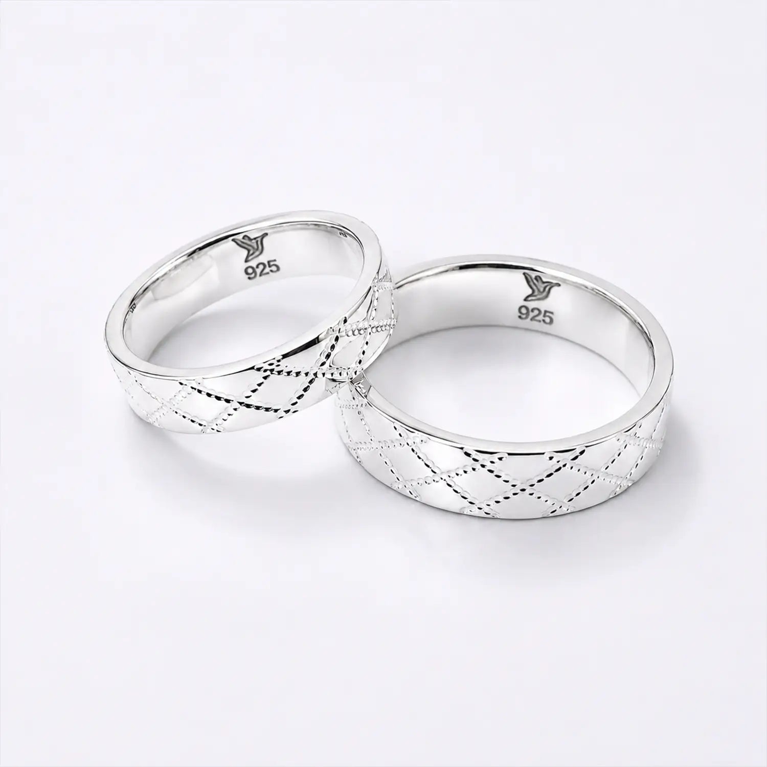 Classic Engraved Couple Band Rings - Made With Pure 925 Silver