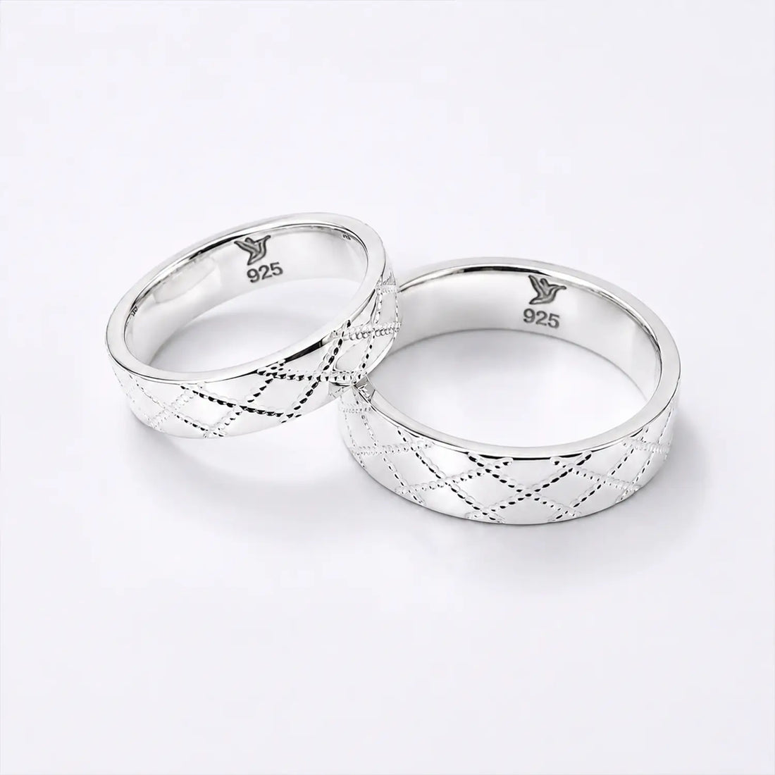 Classic Engraved Couple Band Rings - Made With Pure 925 Silver