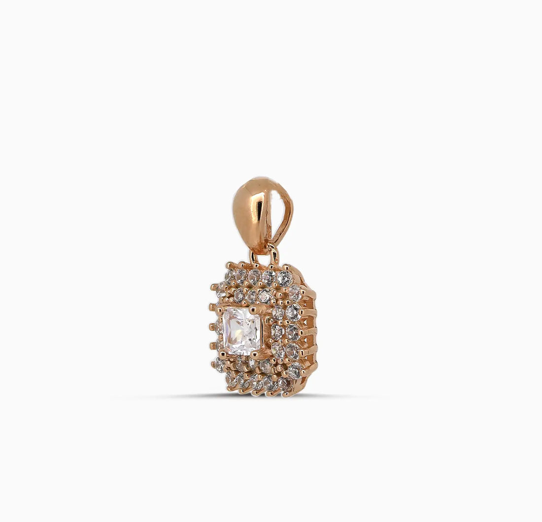 Elegant Rose Gold-Plated Silver Pendant with Sparkling CZ Stones - Made With Pure 925 Silver