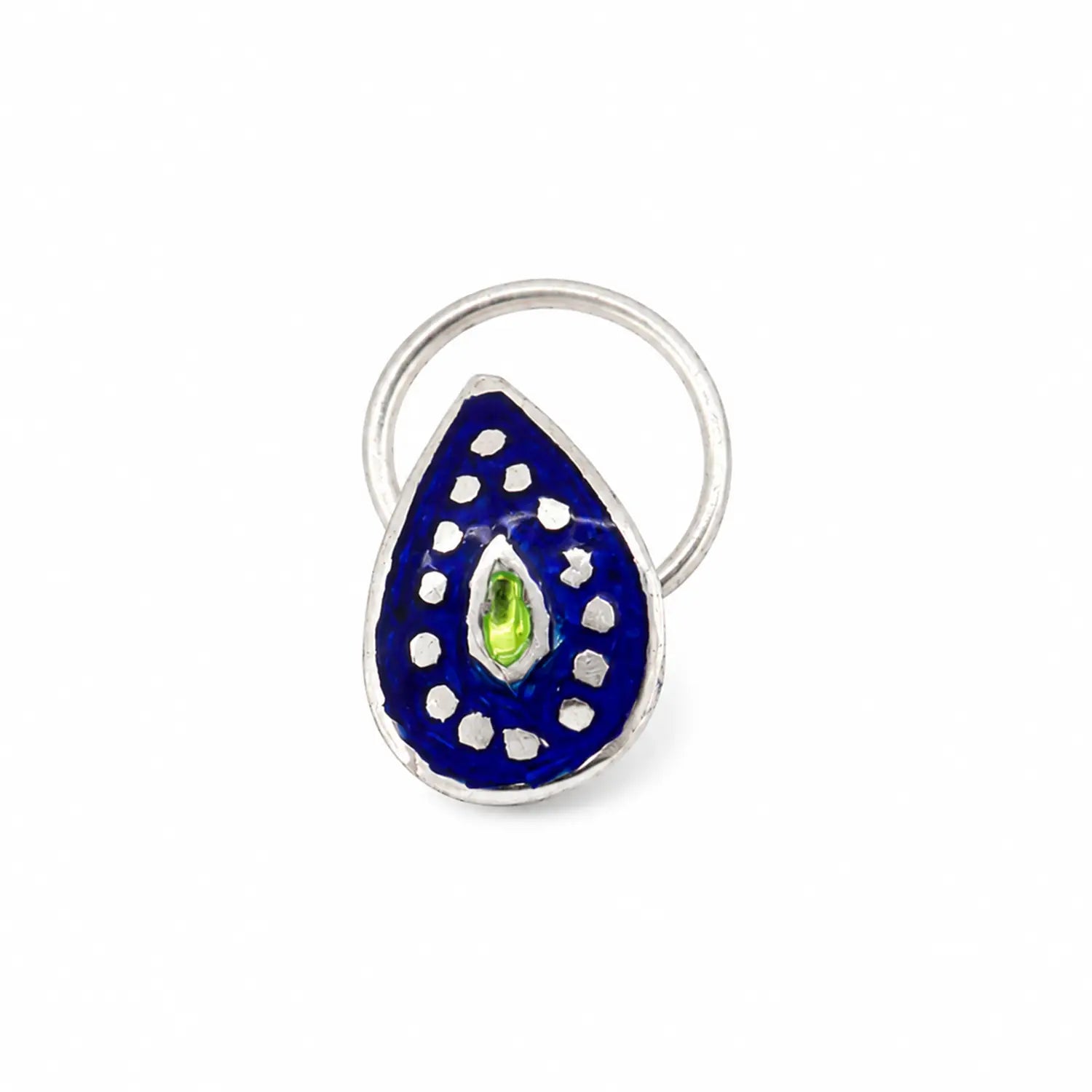 Blue Enamel Sterling Silver Nose Pin- Made With Pure 925 Silver