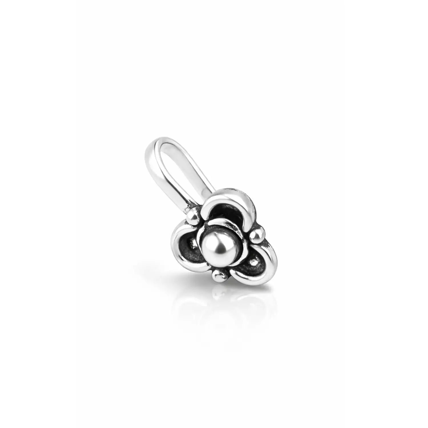 Tribal Trillium Oxidised Silver Nose Pin- Made With Pure 925 Silver