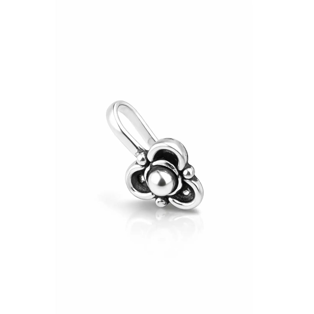 Tribal Trillium Oxidised Silver Nose Pin- Made With Pure 925 Silver