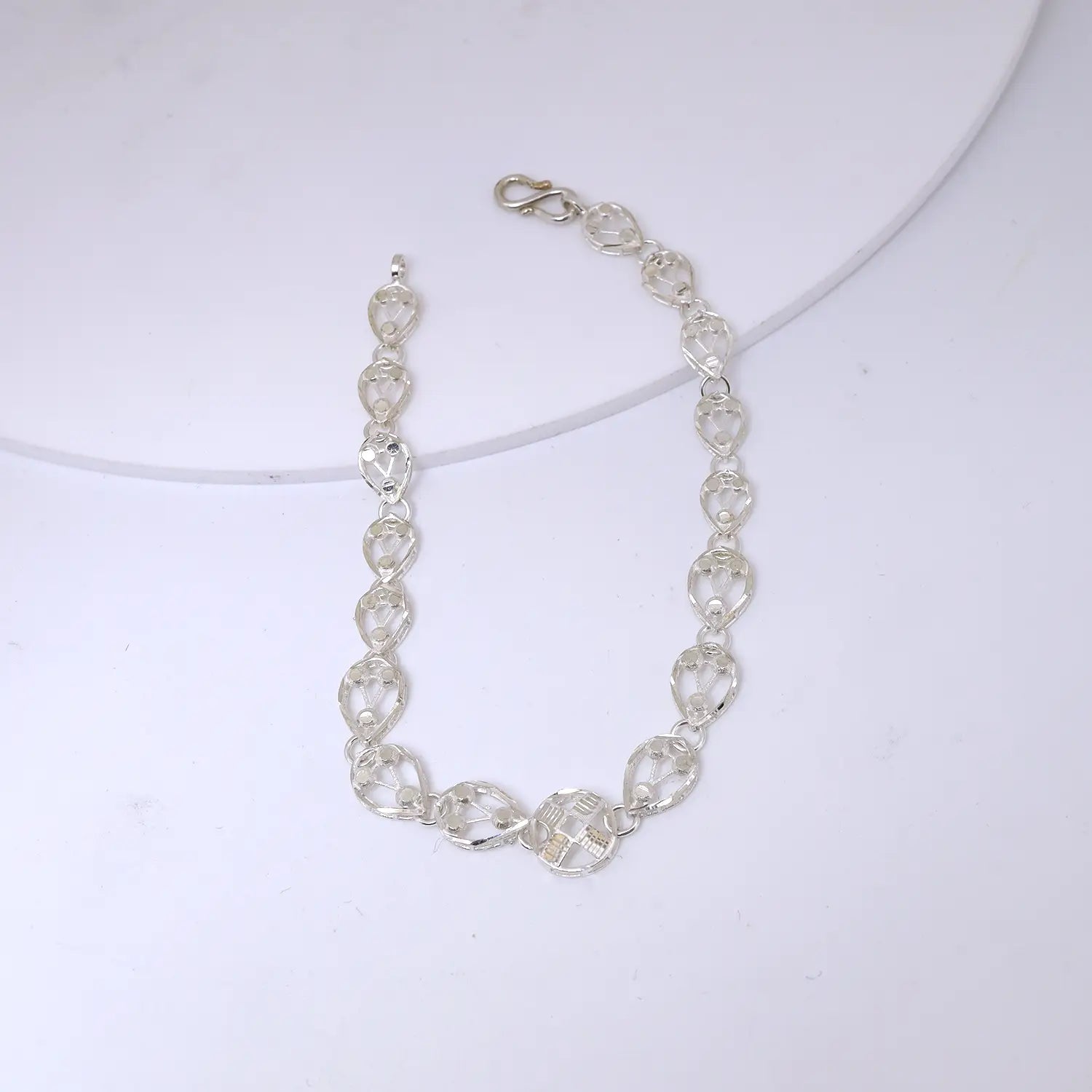 Crystal Heart Glow Silver Bracelet - Made With Pure 925 Silver