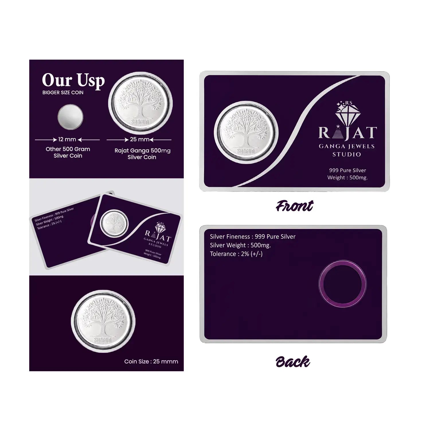 925 Pure Silver Coin Combo Pack (5 × 500mg) – Premium Gift Collection