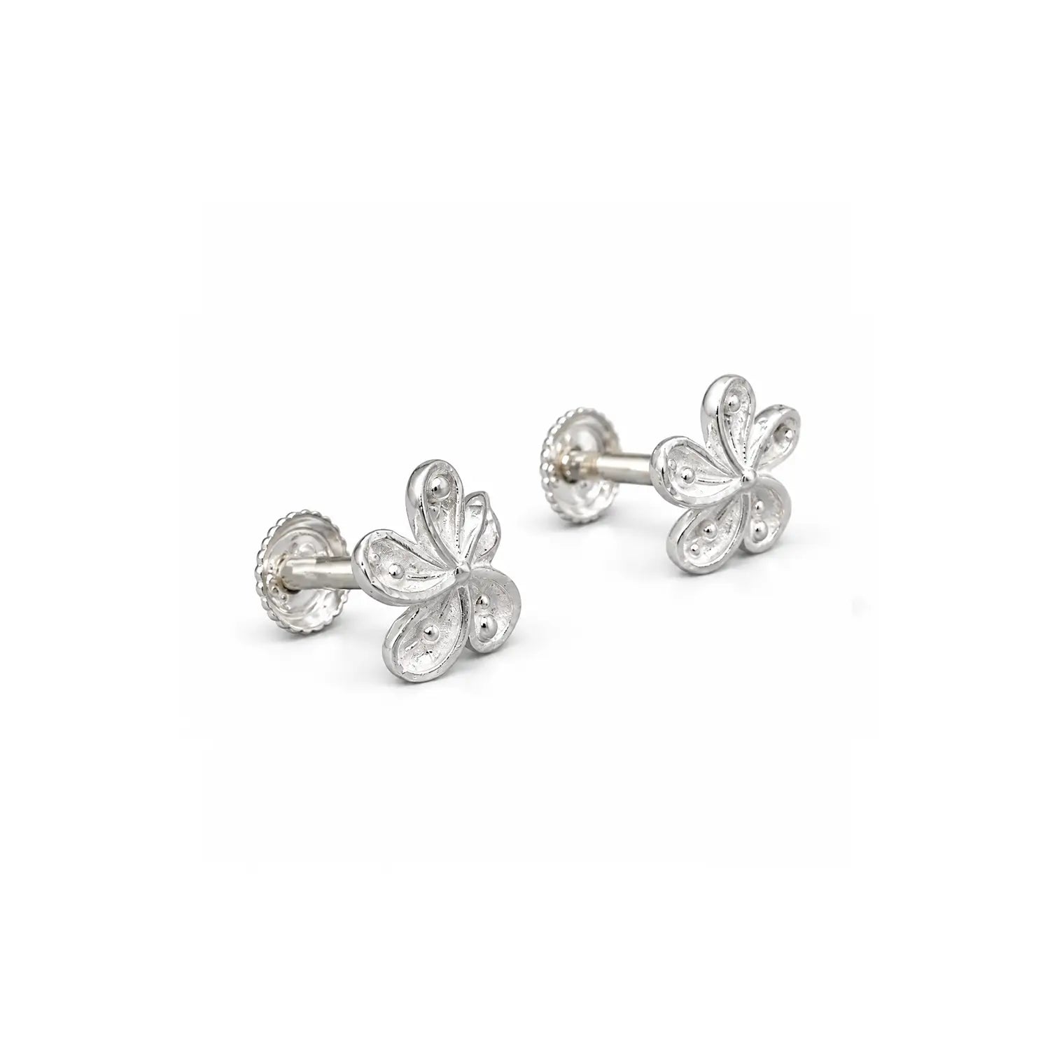 Elegant Floral Filigree Silver Stud Earrings - Made With Pure 925 Silver