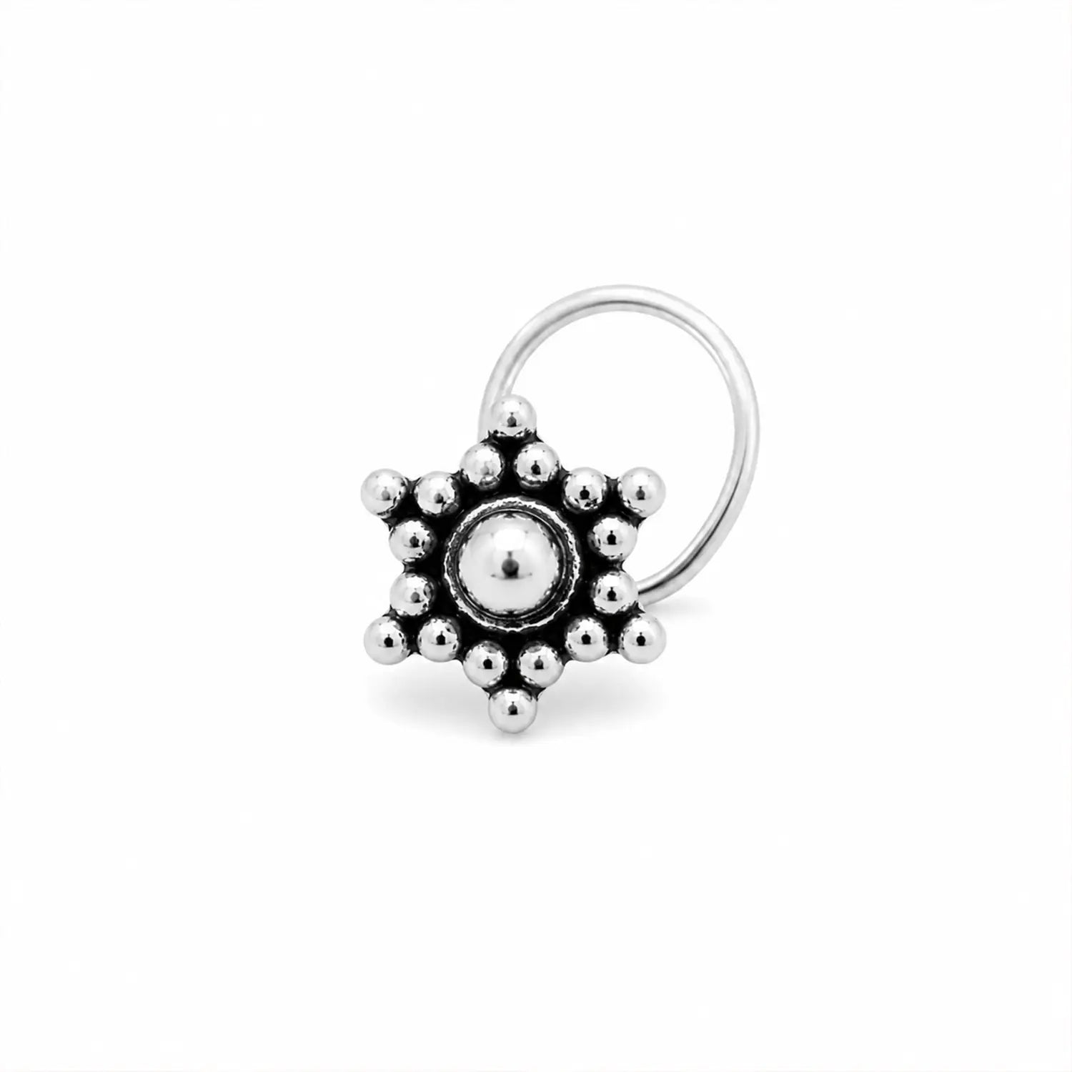 Midnight Bloom Sterling Silver Nose Pin- Made With Pure 925 Silver