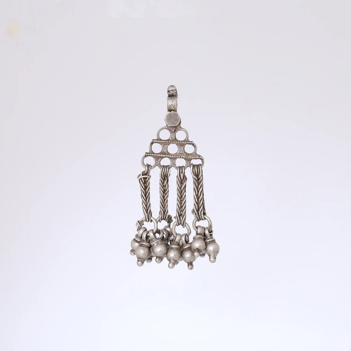 Tribal Tassel Ghungroo Pure Silver Pendant - Made With Pure 925 Silver
