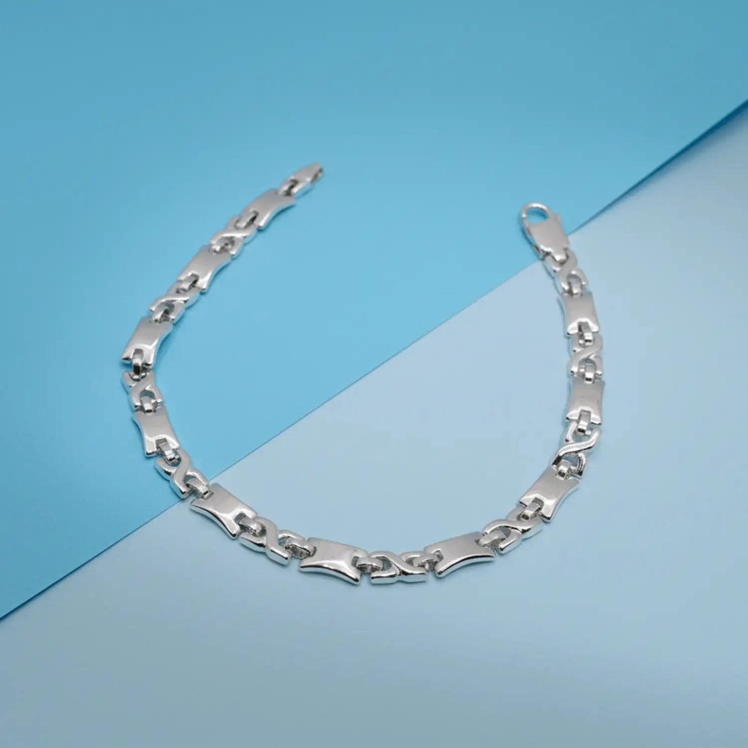 Modern Interlock Pure Silver Bracelet - Made With Pure 925 Silver