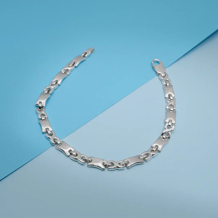 Modern Interlock Pure Silver Bracelet - Made With Pure 925 Silver