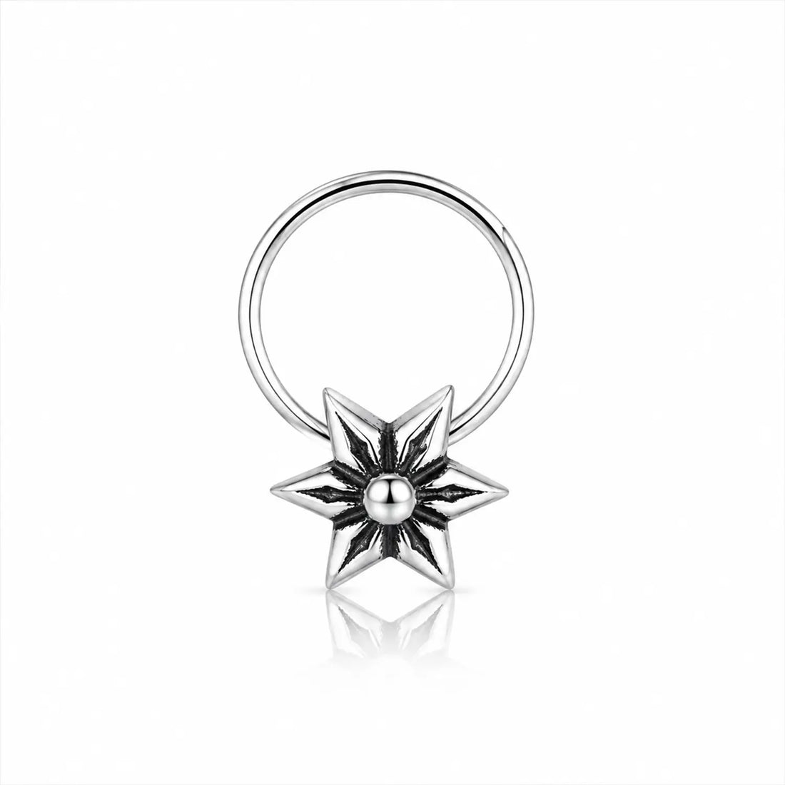 Elegant Oxidised Silver Star Nose Pin- Made With Pure 925 Silver