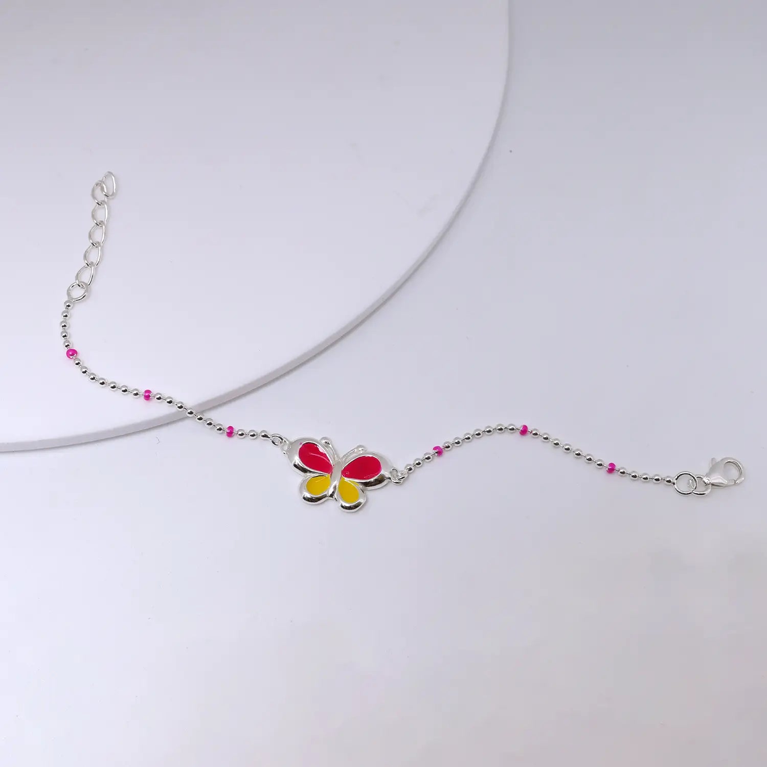 Butterfly Enamel Charm Pure Silver Bracelet - Made With Pure 925 Silver