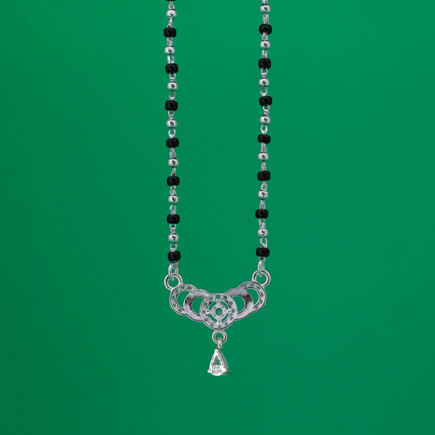 Elegant Circle Drop Silver Mangalsutra - Made With Pure 925 Silver