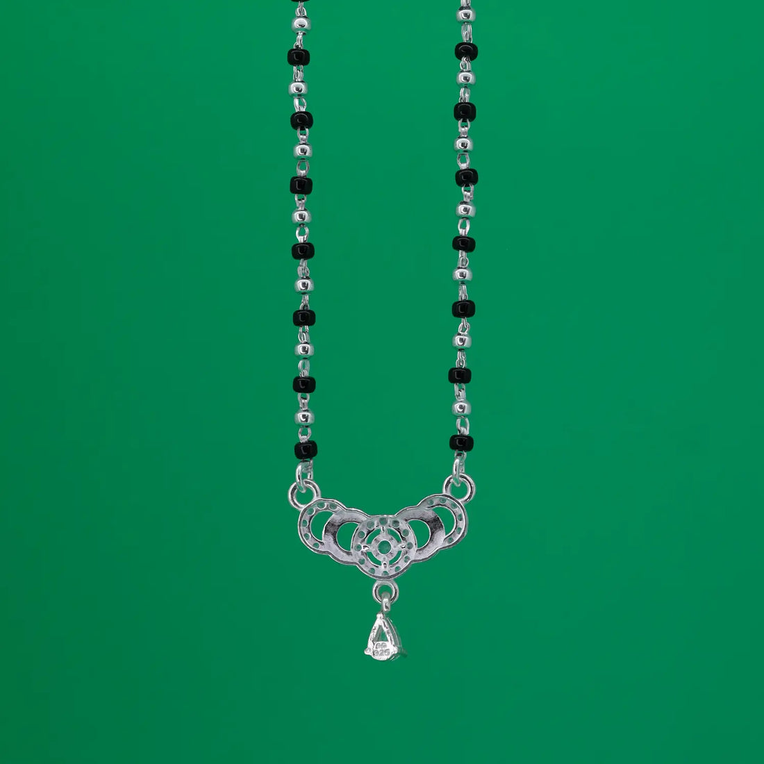 Elegant Circle Drop Silver Mangalsutra - Made With Pure 925 Silver