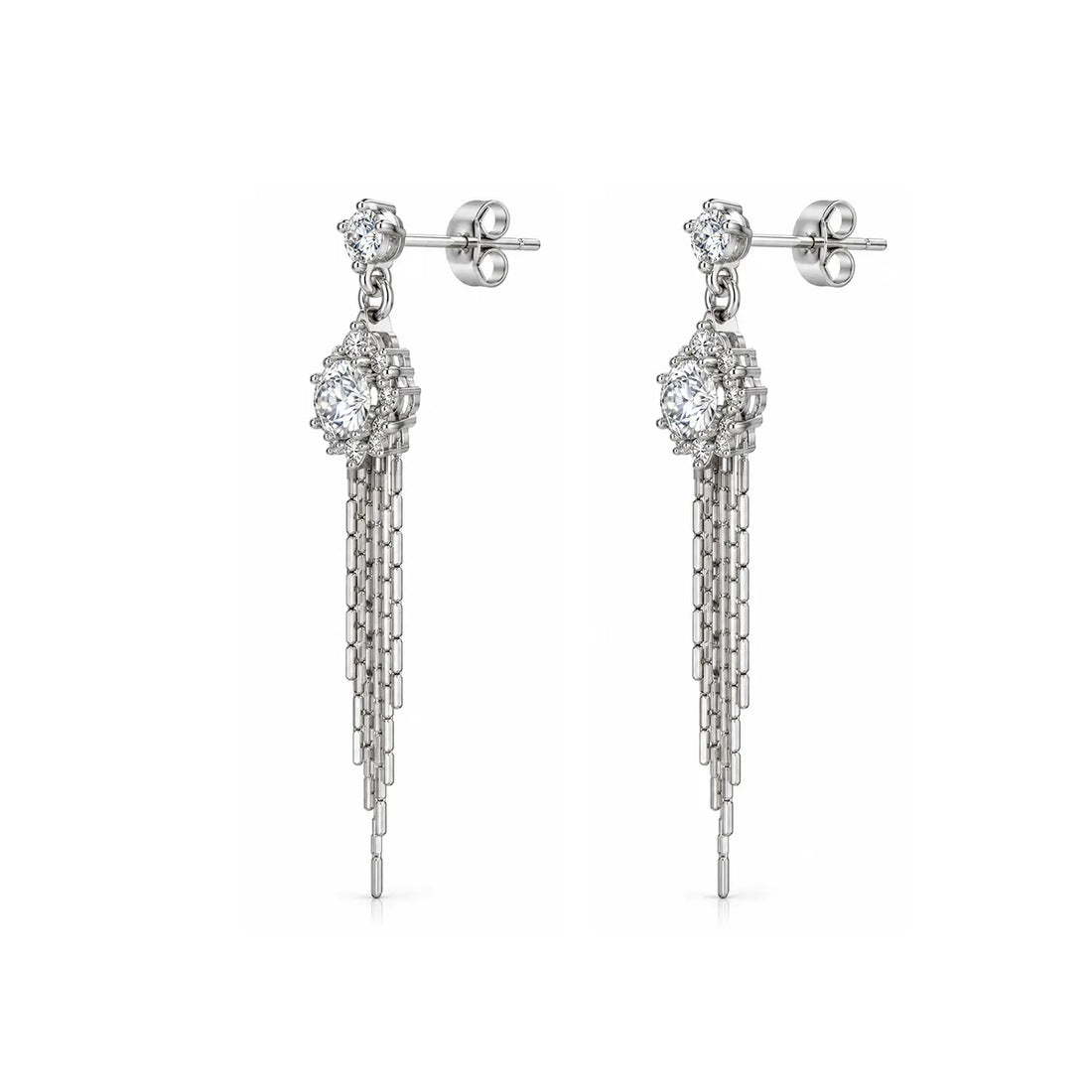 Elegant Crystal Cascade Silver Earrings - Made With Pure 925 Silver