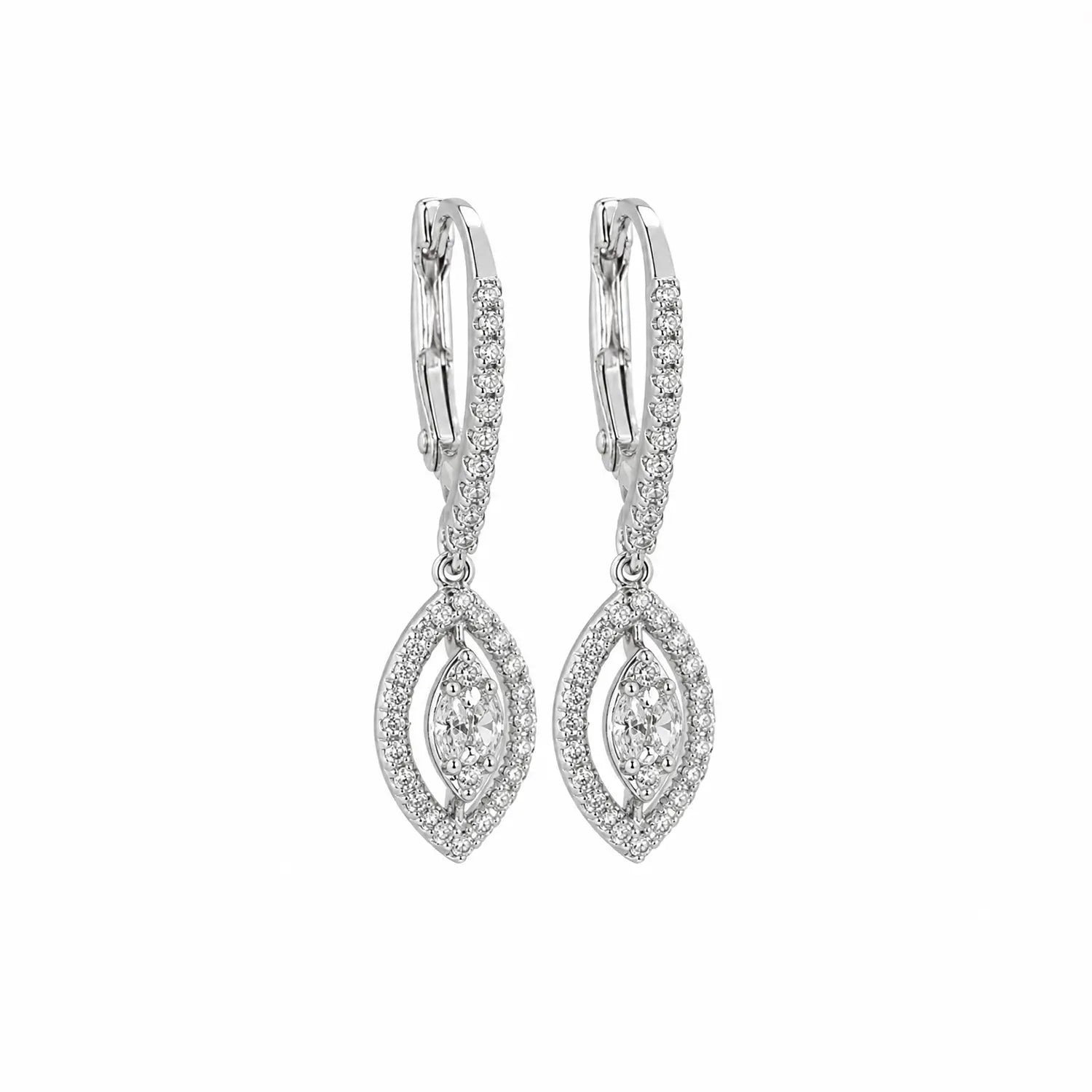 Elegant Marquise Halo Drop Earrings - Made With Pure 925 Silver