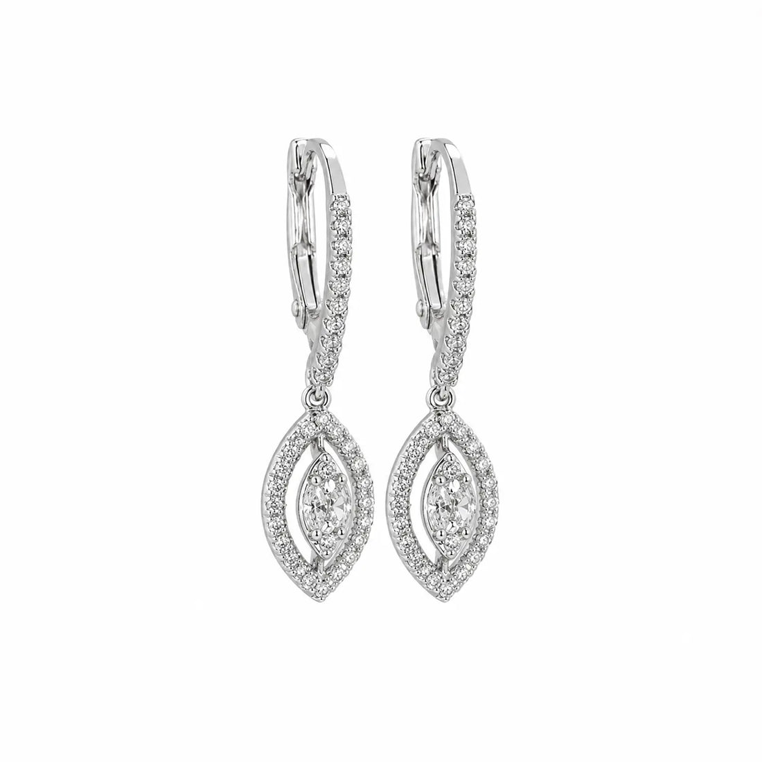 Elegant Marquise Halo Drop Earrings - Made With Pure 925 Silver