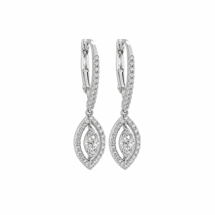 Elegant Marquise Halo Drop Earrings - Made With Pure 925 Silver